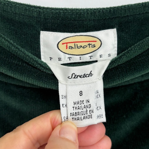 Talbots Womens PETITE Size 8P Corduroy Pants Dark Green Wide Leg Ankle Side Zip - Picture 3 of 8